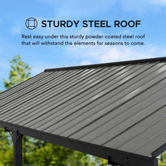 SUNJOY 12x20 Metal Carport Gable Roof Gazebo with 2 Ceiling Hooks.