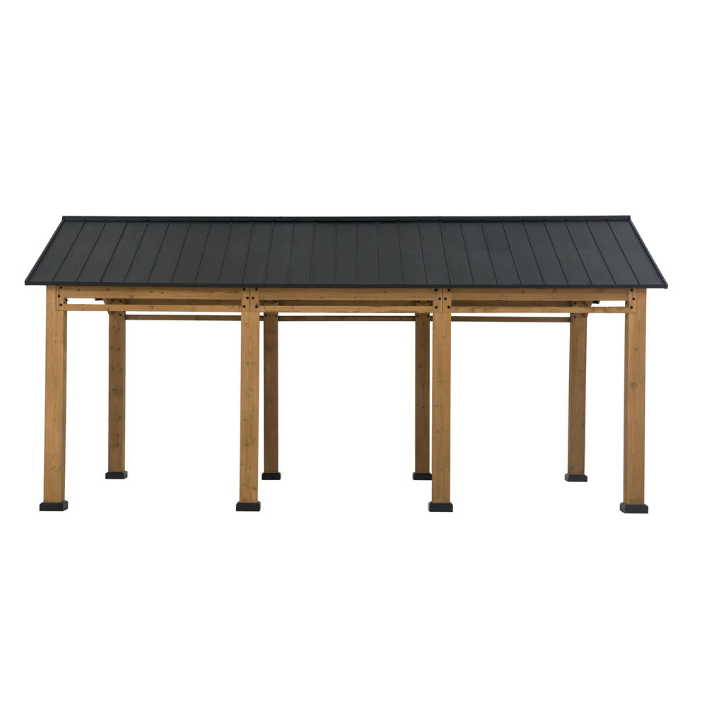 SUNJOY 11x20 Wood Carport Gazebo Kits with Ceiling Hooks.