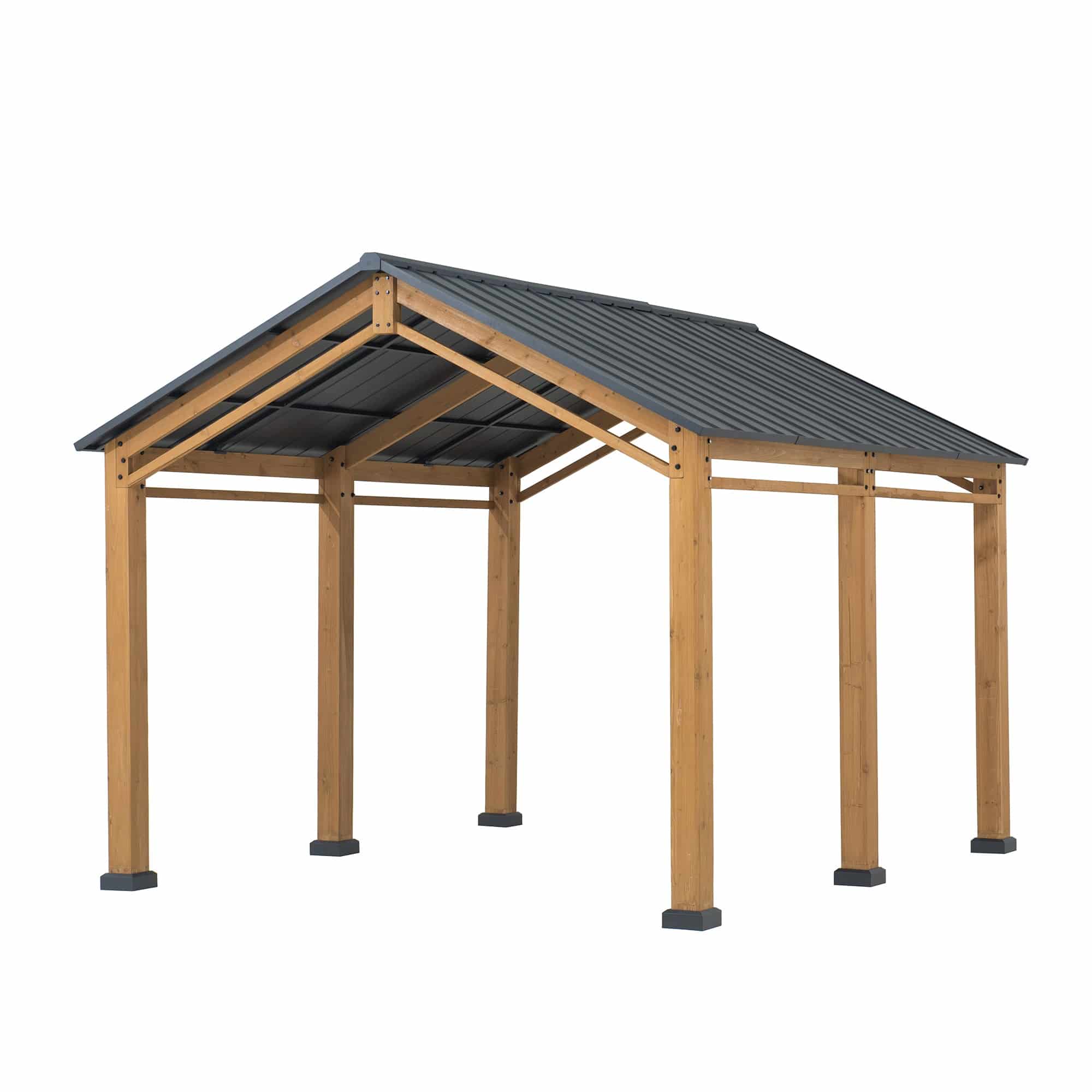 SUNJOY 11x13 Small Wooden Carport Gazebo with Ceiling Hook.