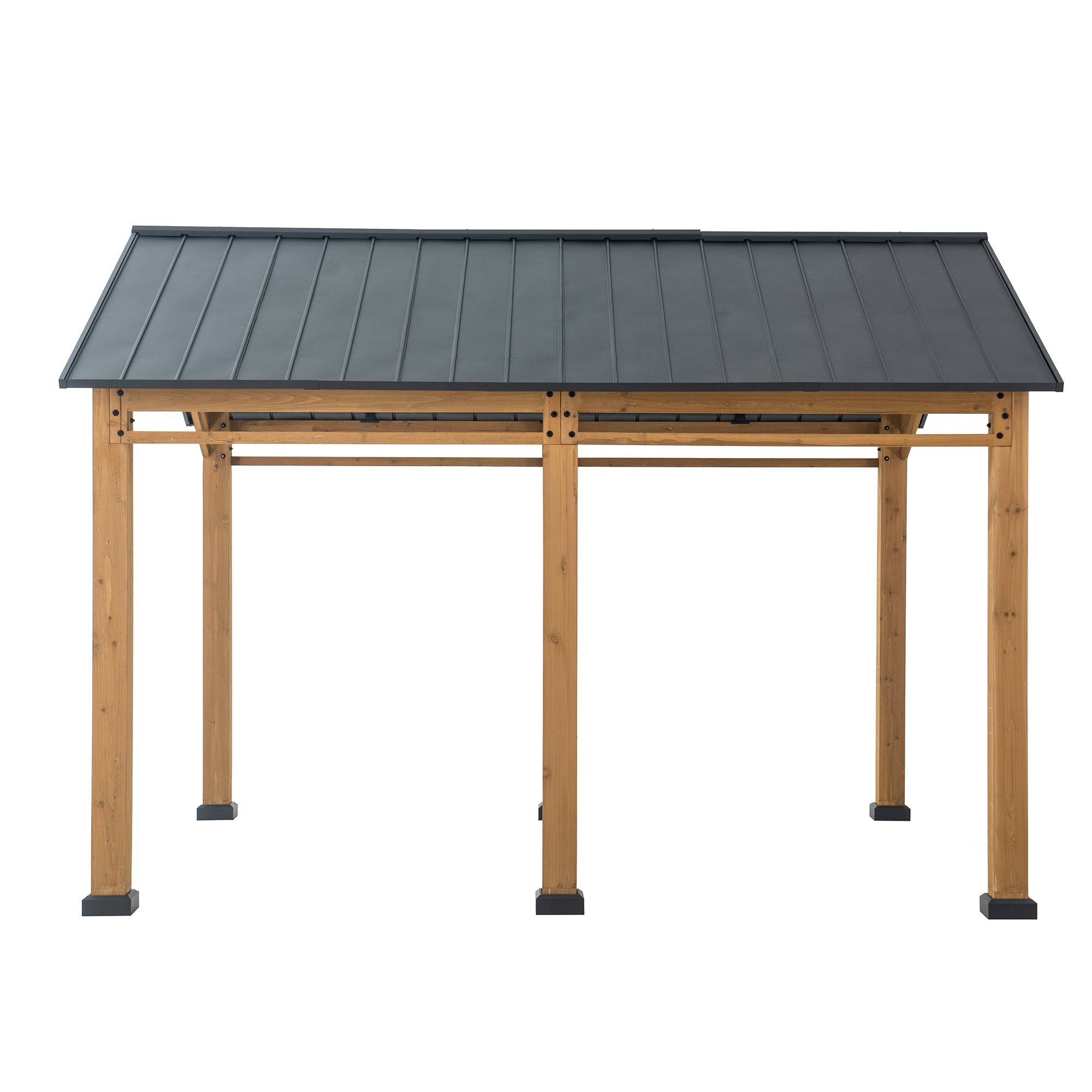 SUNJOY 11x13 Small Wooden Carport Gazebo with Ceiling Hook.