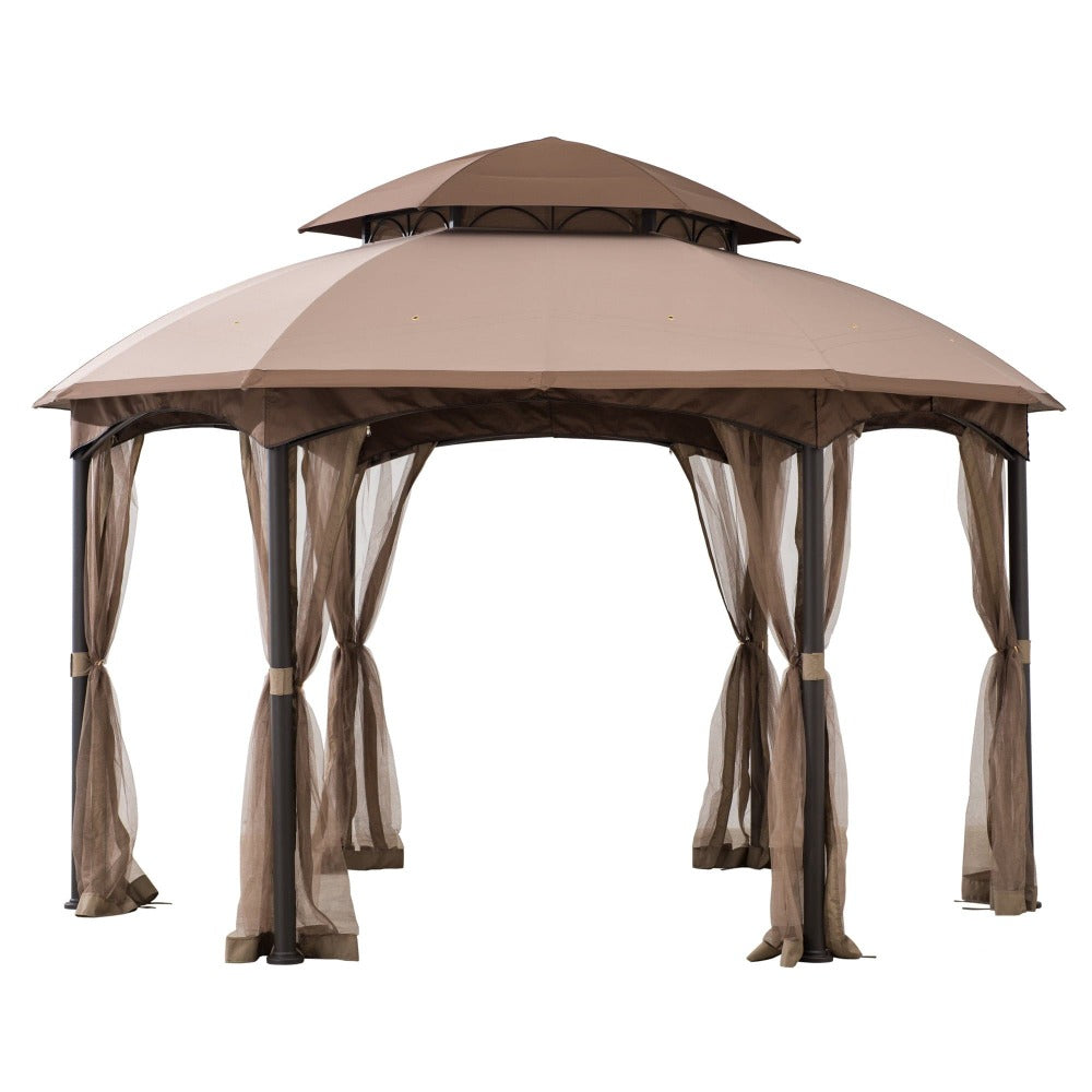 Sunjoy Khaki+Light Brown  Replacement Canopy For Manat soft top gazebo (14x14 Ft) A101011800 Sold At SunNest.