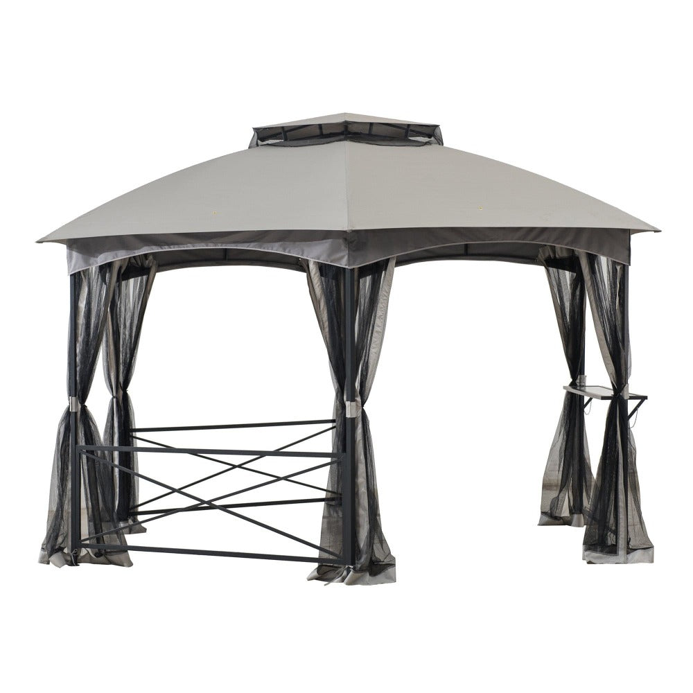 Sunjoy Light Grey+Dark Grey Replacement Canopy For Hexagonal Gazebo (13X15 Ft) A101011200 Sold At SunNest.