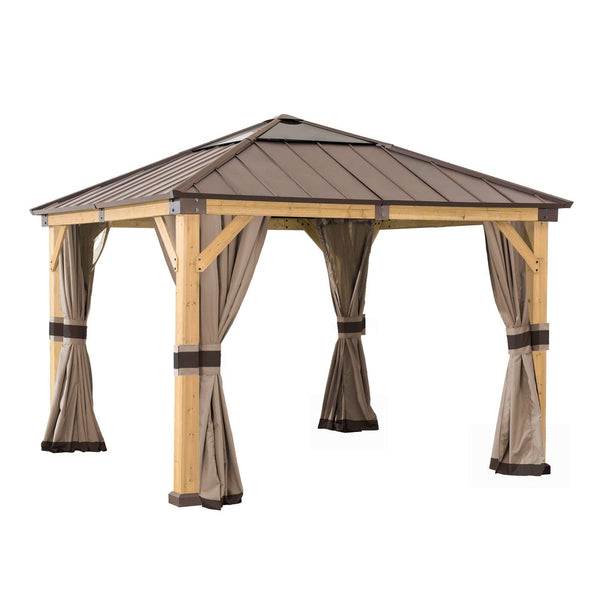 Sunjoy Replacement Universal Curtains and Mosquito Netting for 11 ft. ×11 ft. Wood-Framed Gazebos.