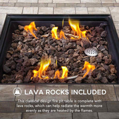 SUNJOY 38 Inch Wicker & Ceramic Fire Pit Table with Lava Rocks.