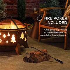 Sunjoy Outdoor Fire Pit Portable Backyard Fire Pit Large Round Fire Pit.