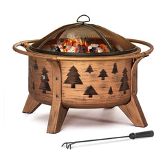Sunjoy Outdoor Fire Pit Portable Backyard Fire Pit Large Round Fire Pit.
