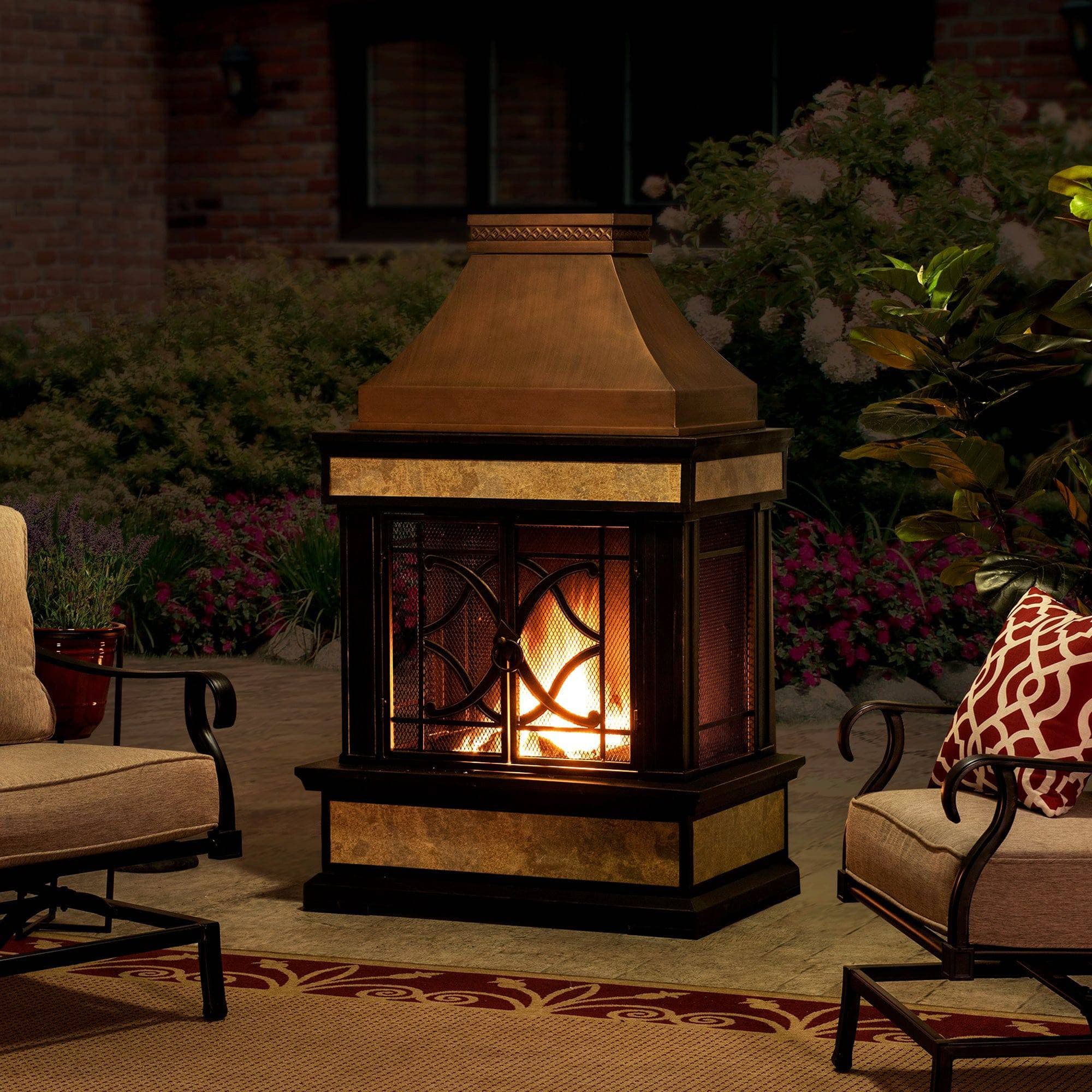 SUNJOY 57 Inch Outdoor Wood Burning Fireplace with PVC Cover.