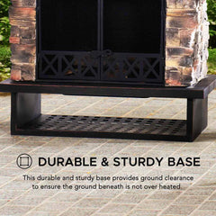 SUNJOY 48 Inch Outdoor Stone Fireplace Kit with Chimney and Doors.