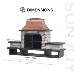 SUNJOY 48 Inch Wood Burning Stone Fireplace with Log Holders.