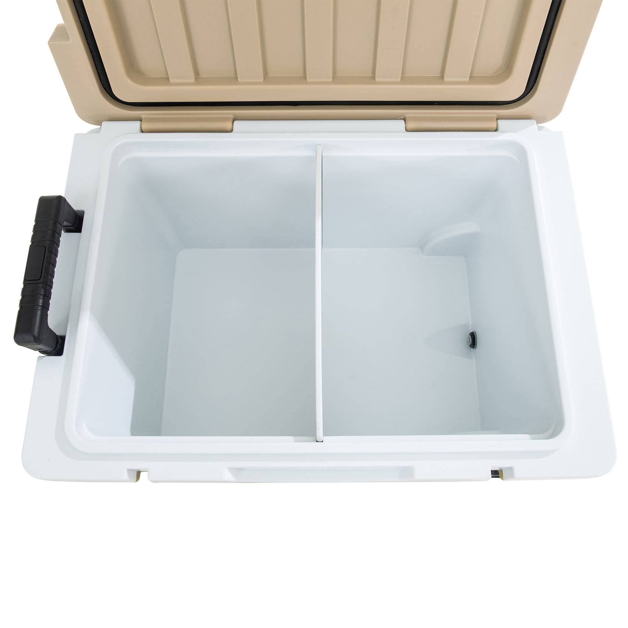 SUNJOY 60-quart Insulated Beach Ice Chest Cooler with Solar Panel, Wheels, and Handles.