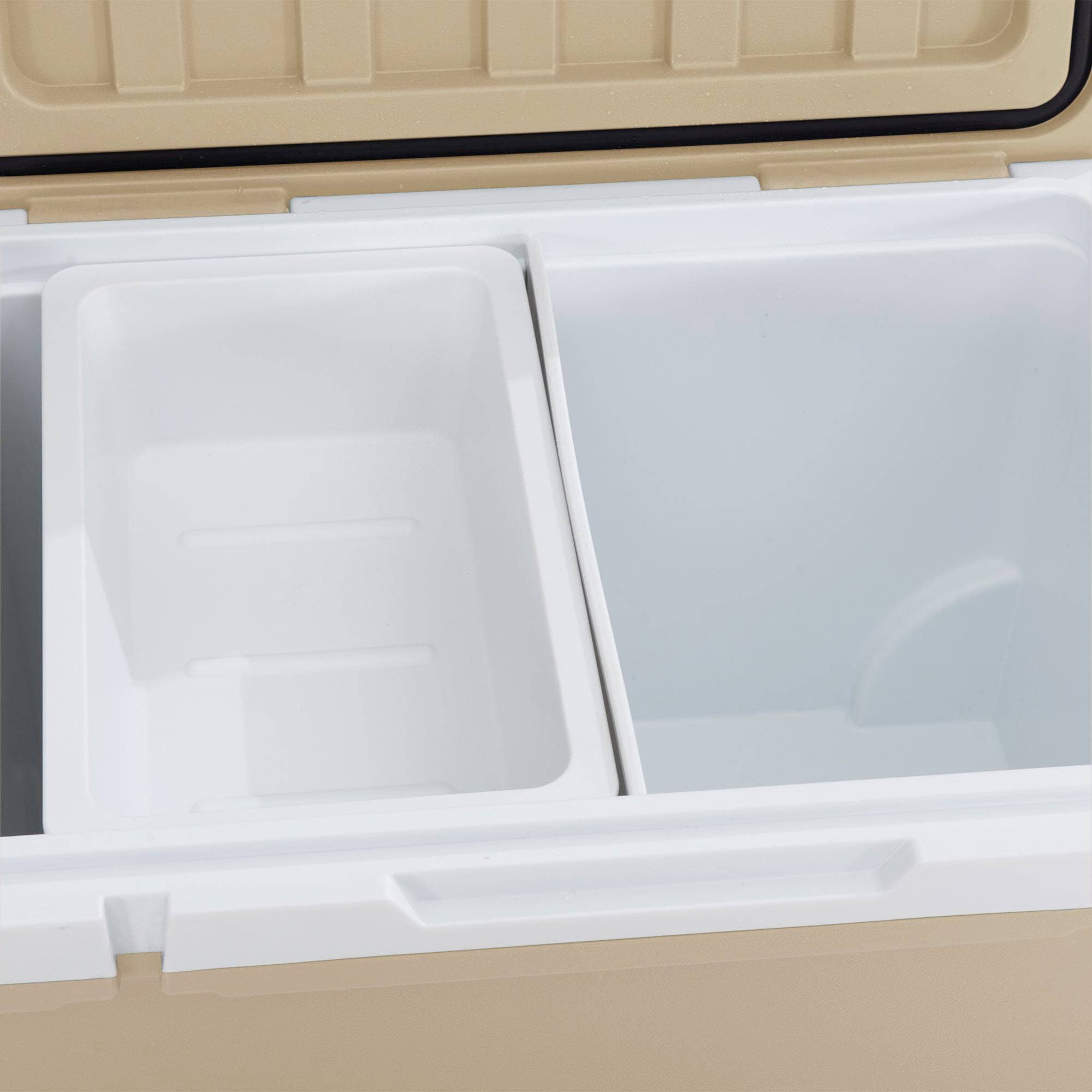 SUNJOY 60-quart Insulated Beach Ice Chest Cooler with Solar Panel, Wheels, and Handles.