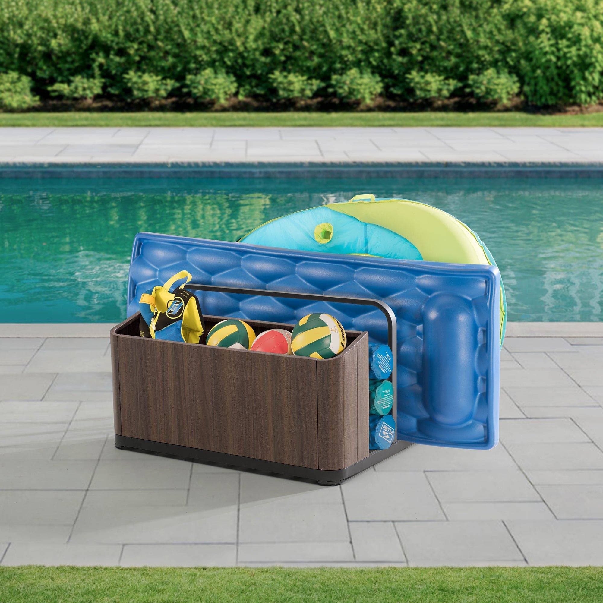 SUNJOY Outdoor Black Aluminum Pool Float Storage Rack.
