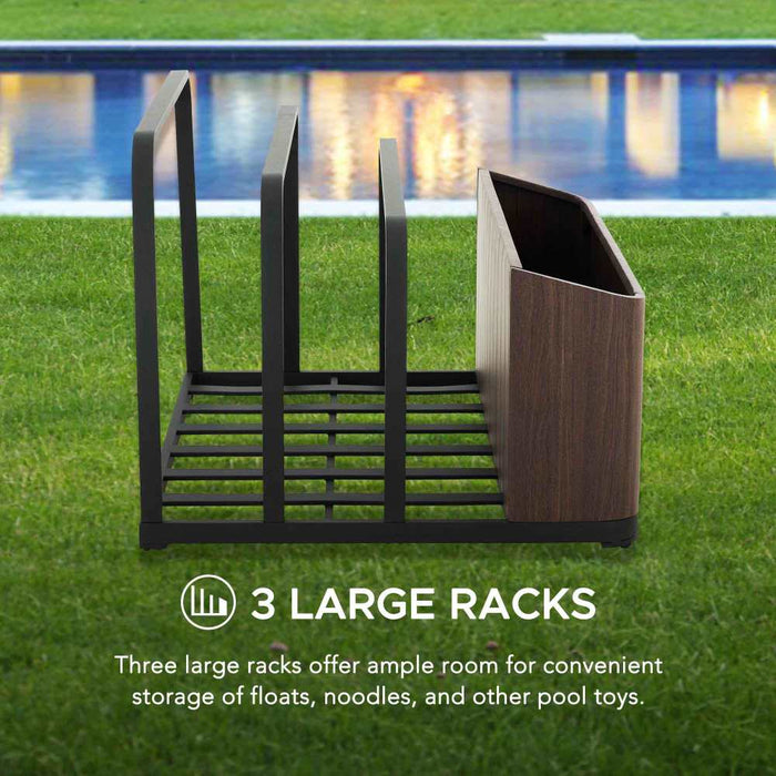 SUNJOY Outdoor Black Aluminum Pool Float Storage Rack
