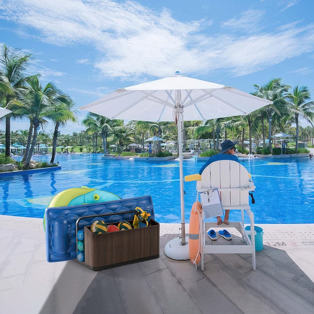 SUNJOY Outdoor Black Aluminum Pool Float Storage Rack.