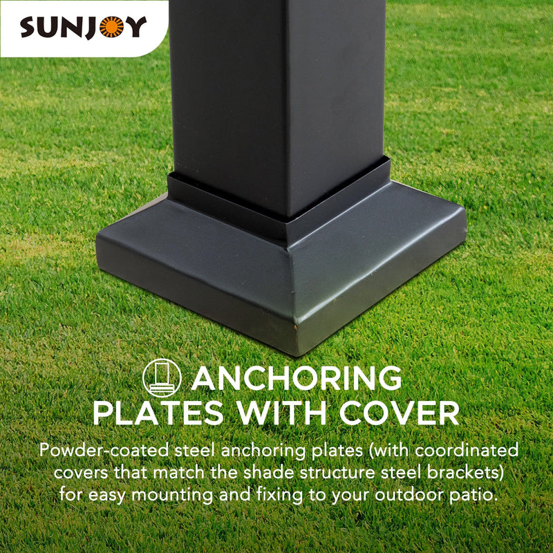 Sunjoy Outdoor Patio 10x12 Modern Metal Pergola Kits with Canopy Roof Shade
