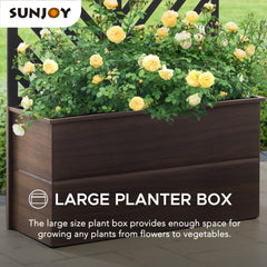 Sunjoy 24 in. Black Steel Outdoor Raised Garden Bed with Climb Trellis