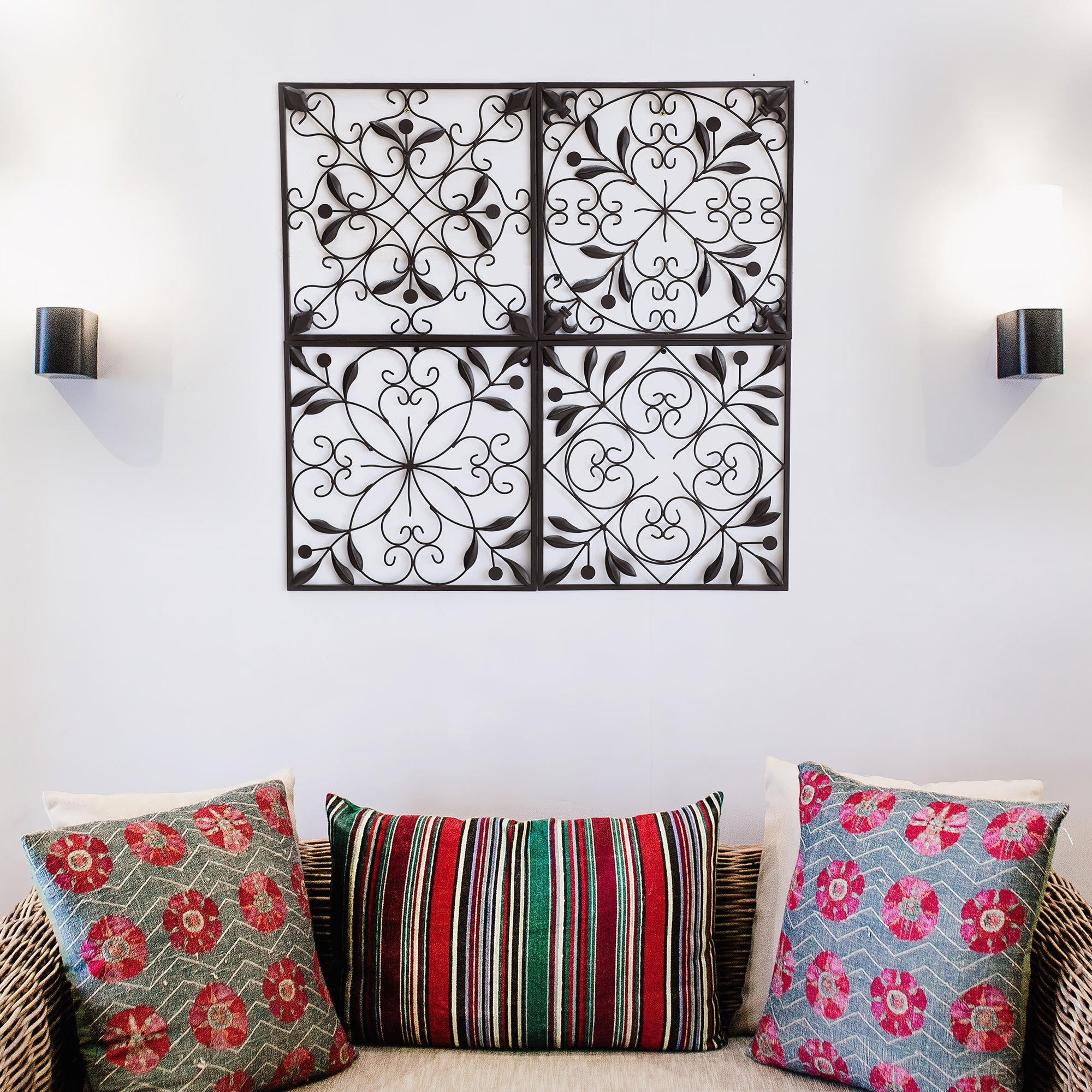 SUNJOY Brown 4-Panel Iron Wall Art.