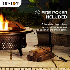 Sunjoy Wood Burning Outdoor Fire Pit Portable Stone Backyard Fire Pits.