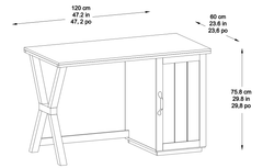 Studio Space Pedestal 47" Farmhouse Design Space Saving Home Office Computer Desk Work Station with Sturdy X-Shaped Leg and Cabinet.