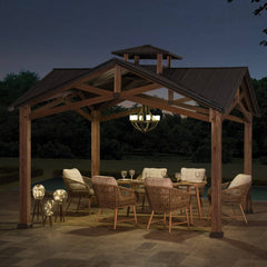 SummerCove Wooden Hardtop Gazebo 12.5x12.5 for Outdoor Backyard Patio .