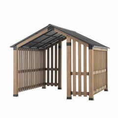 Sunjoy Outdoor Patio Pavilion Metal Hardtop Wooden Gazebo Kit for Sale.