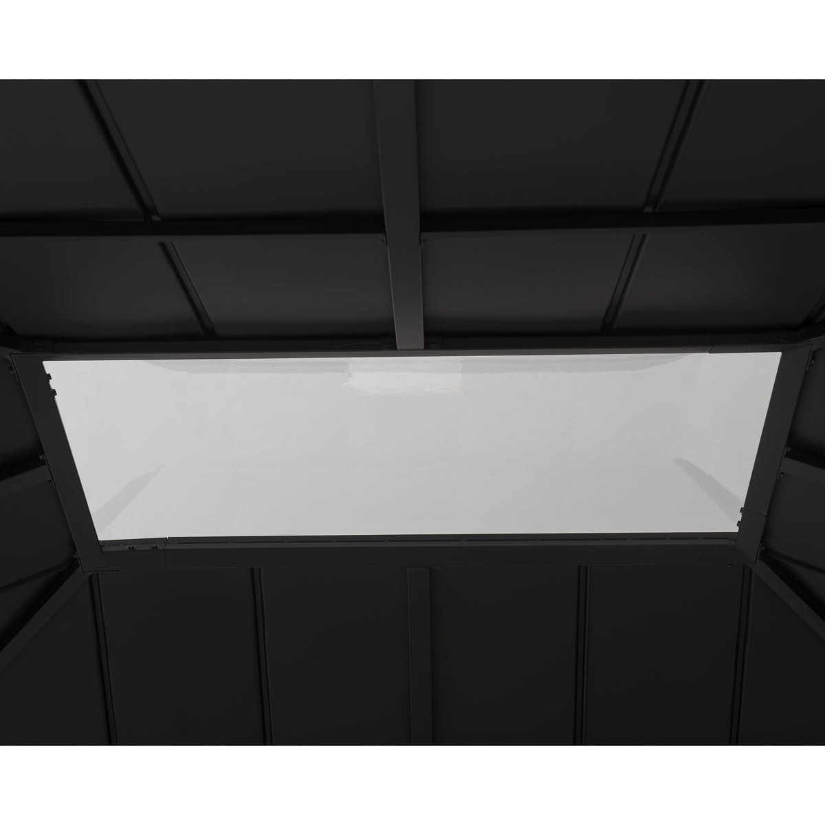 SUNJOY 11x13 Black Steel Hardtop Gazebo with Skylight.