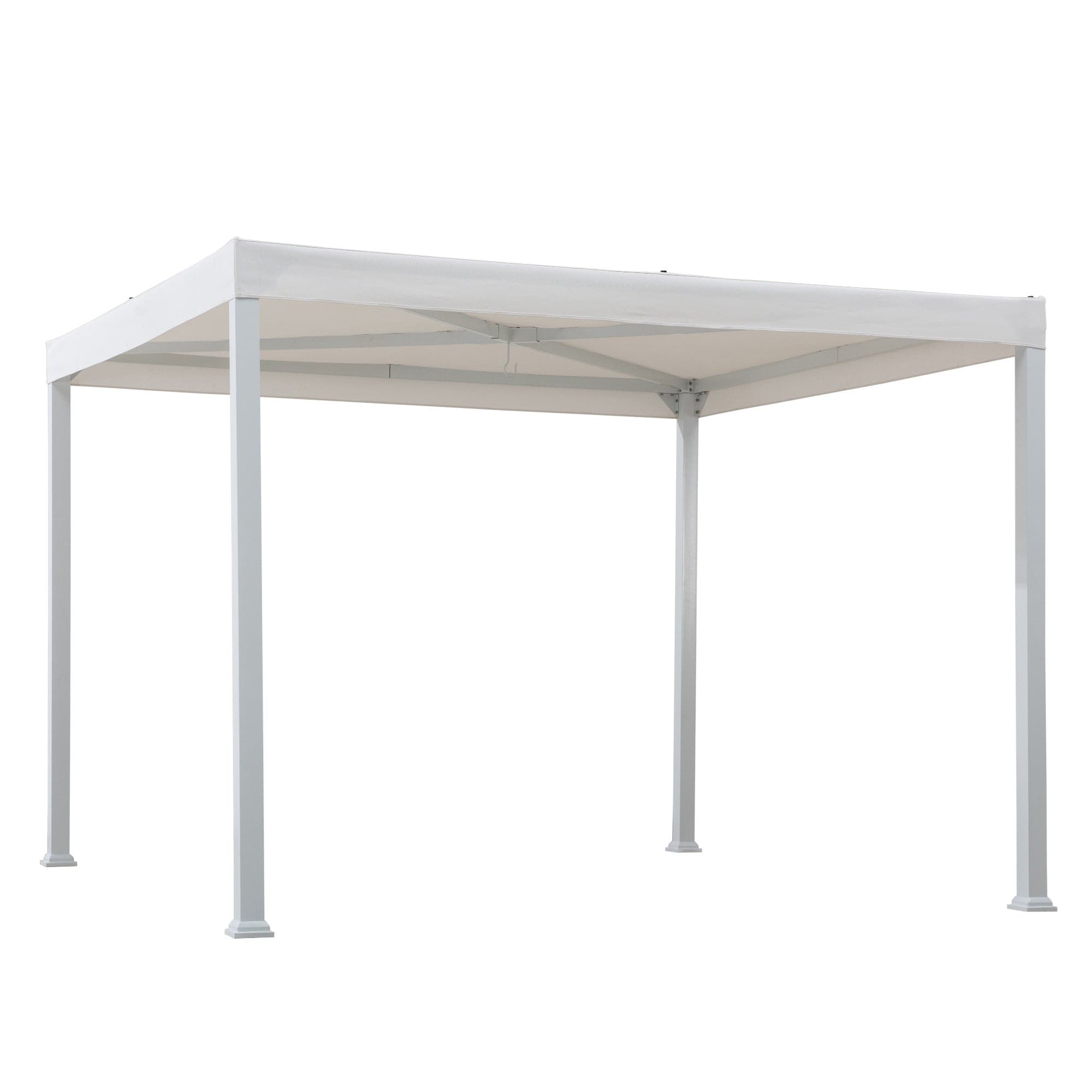 SUNJOY 10x10 White Steel Flat Top Gazebo with Ceiling Hook.