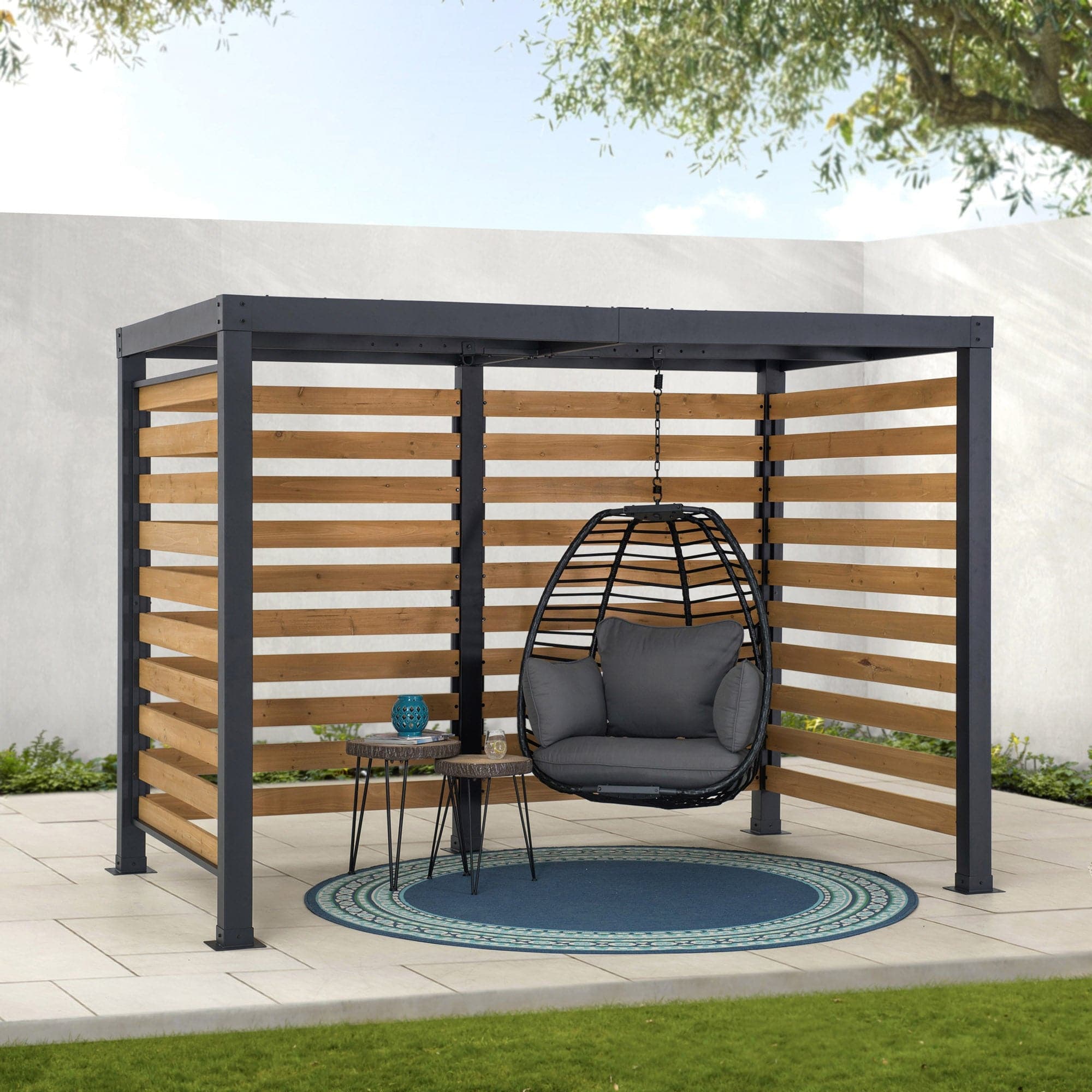 SummerCove Modern Patio 10x6 Metal & Wood Pergola Kits for Outdoor Backyard.
