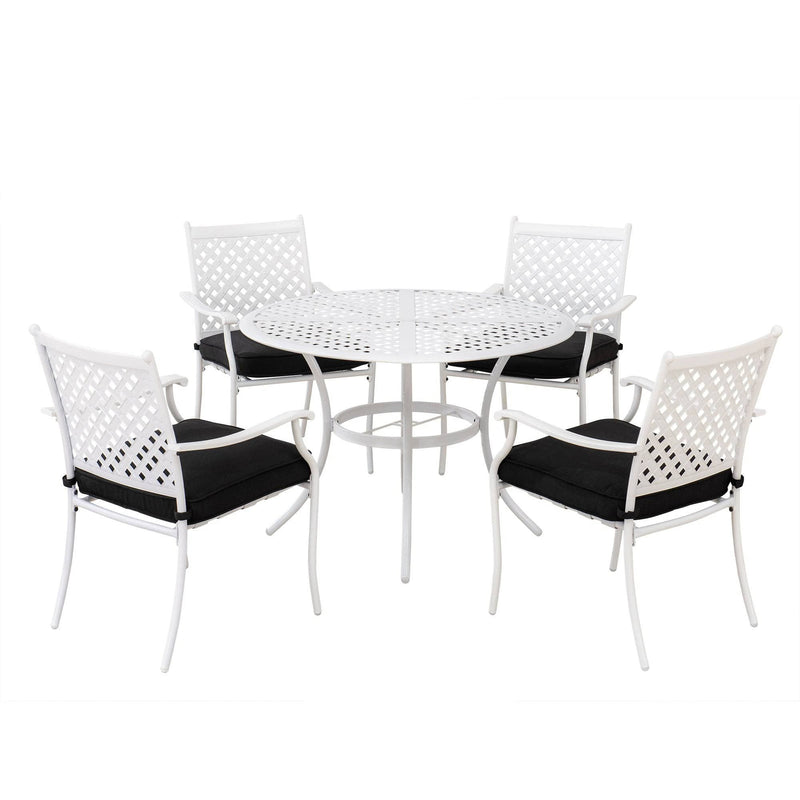 Sunjoy Modern 5-pc Outdoor Patio Dining Table Set with Umbrella Hole