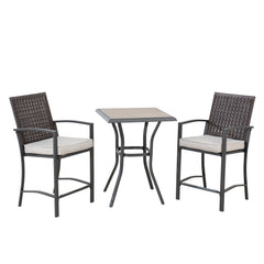 Sunjoy 3 piece Outdoor Patio Dining Table Set on Sale with Wicker Chair.