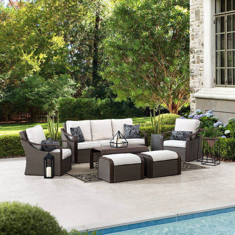 6 piece Outdoor Patio Conversation Set Furniture with Ottomans on Sale