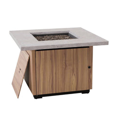 AmberCove 38" Brown Outdoor Square Steel Propane Burning Fire Pit Table with Lid and Lava Rocks.