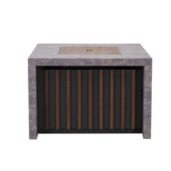 AmberCove 38"  Large Size Outdoor Patio Grey Propane Burning Fire Pit Table with Lid and Lava Rocks.
