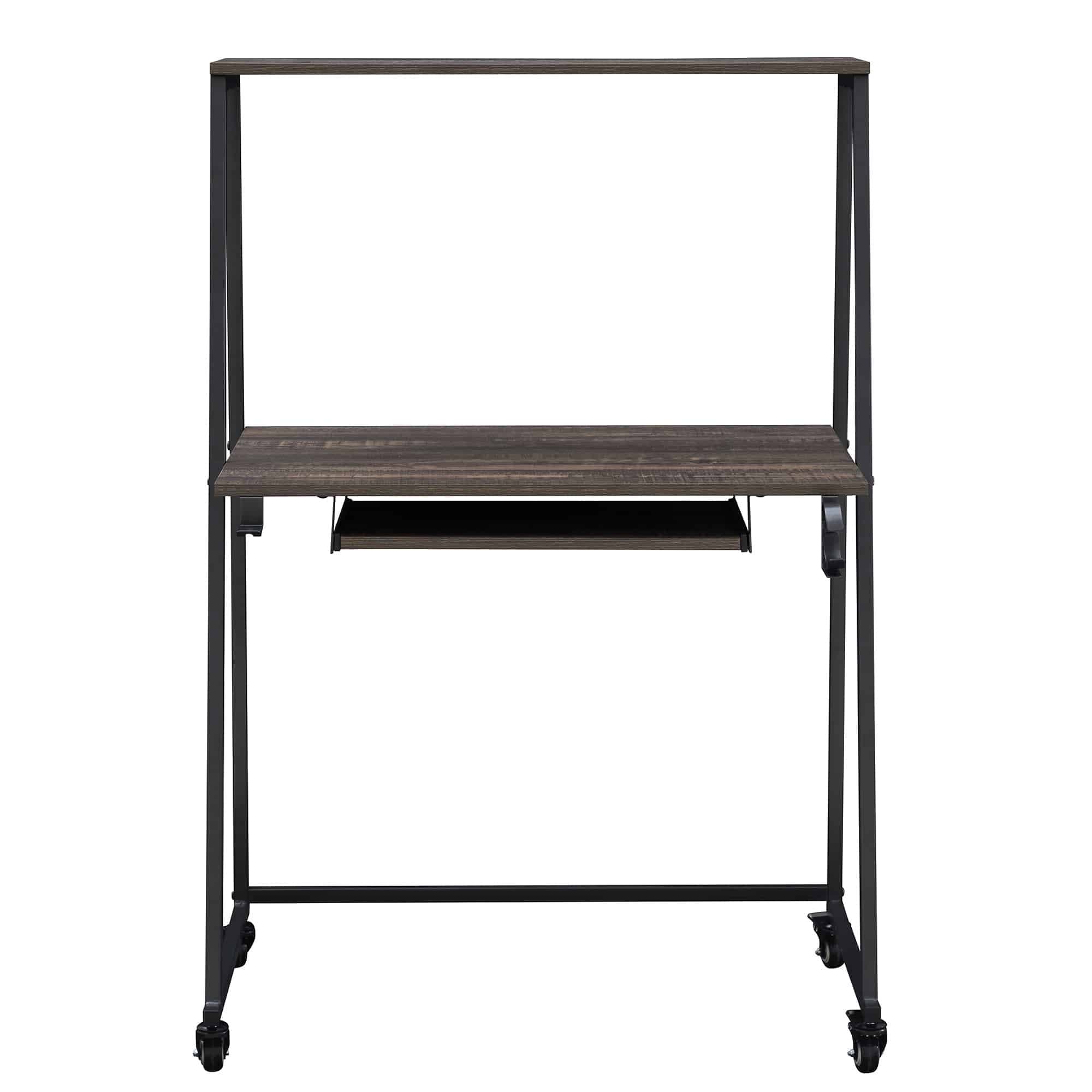 SUNJOY 33" Simplistic Mobile Computer Desk with Lockable Wheels, Cup Holder and Headset Hook.