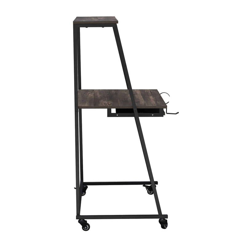 33" Compact Simplistic Style Space Saving Home Office Computer Desk Mobile Workstation with Lockable Wheels, Cup Holder and Headset Hook