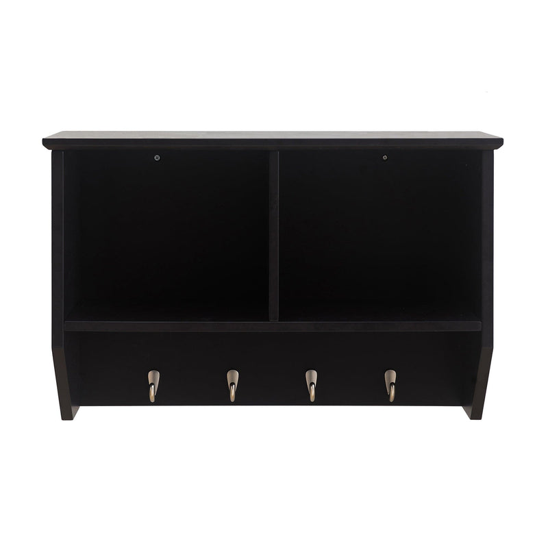 Sunjoy Black Hanging Storage Wall Shelf with Hooks
