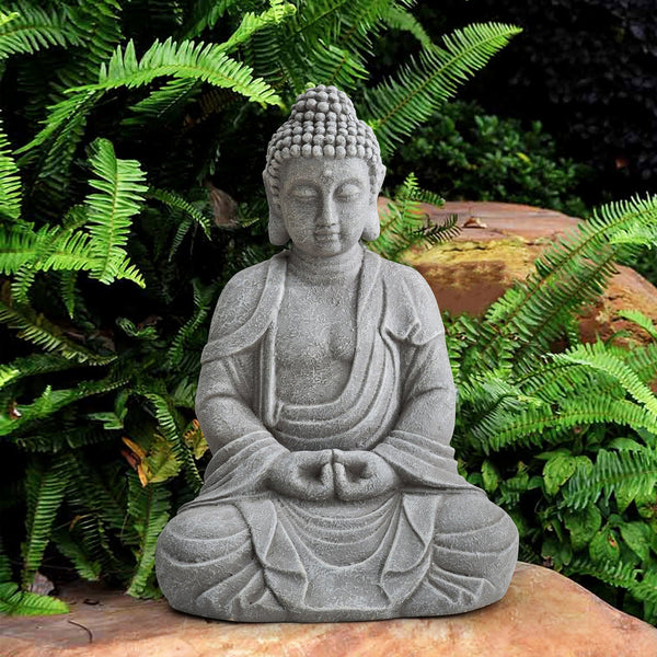 Sunjoy Gray Decorative Buddha Garden Décor Statue.