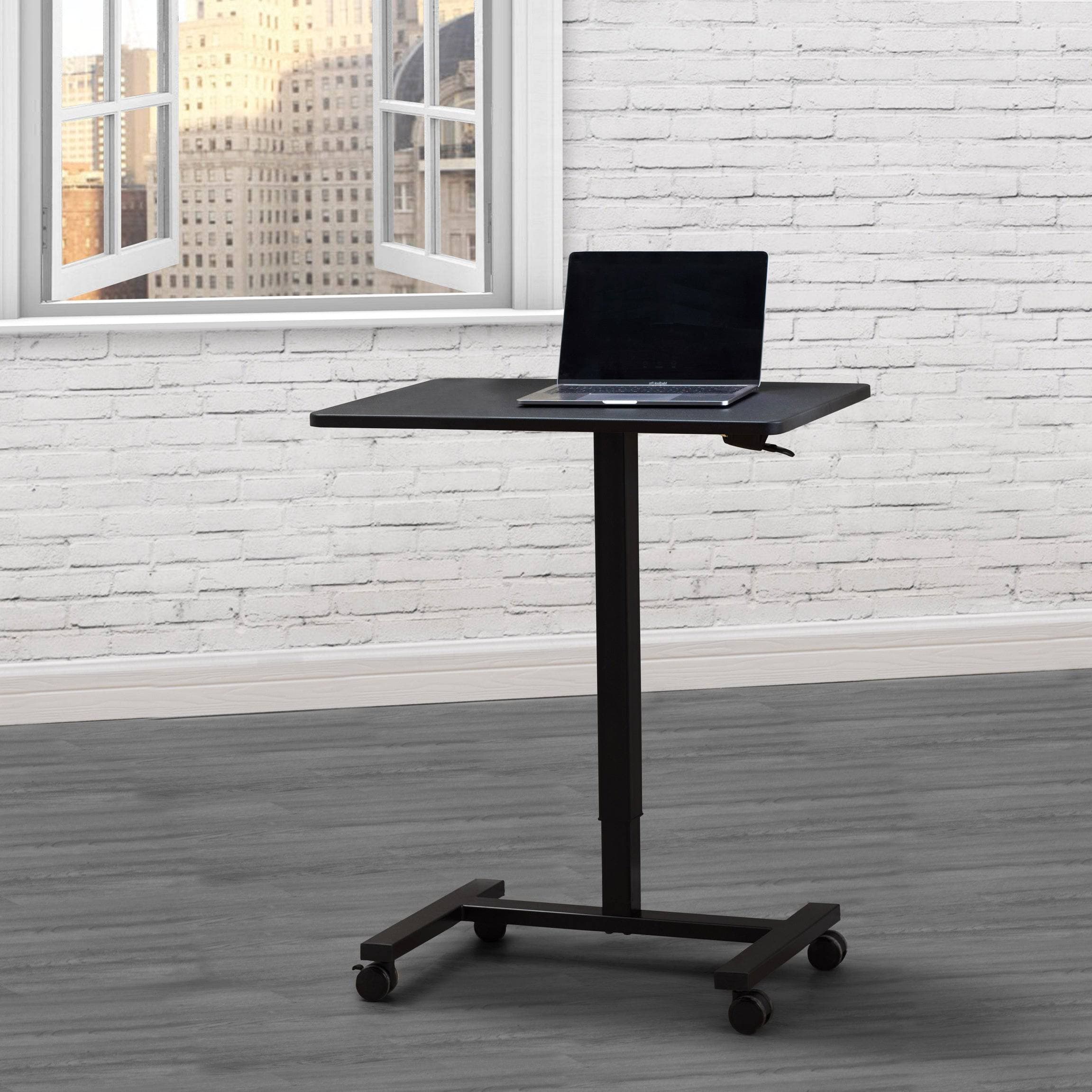 SUNJOY 27" Black Adjustable Office Mobile Desk Cart with Locking Casters.
