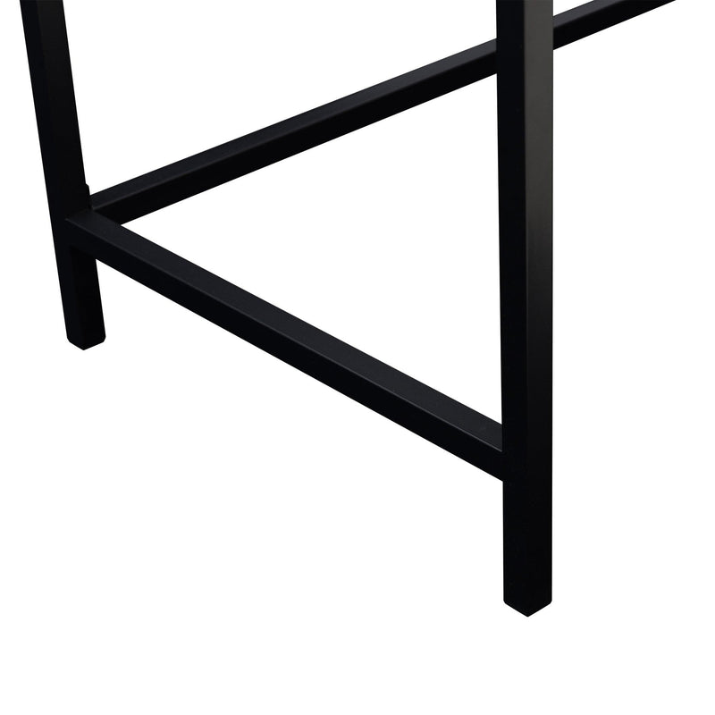 47" Industrial Design Home Office Computer Desk Work Station with Wood Table Top, Black Steel Frame and Shelves