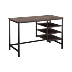 Studio Space 47" Industrial Design Home Office Computer Desk Work Station with Wood Table Top, Black Steel Frame and Shelves.