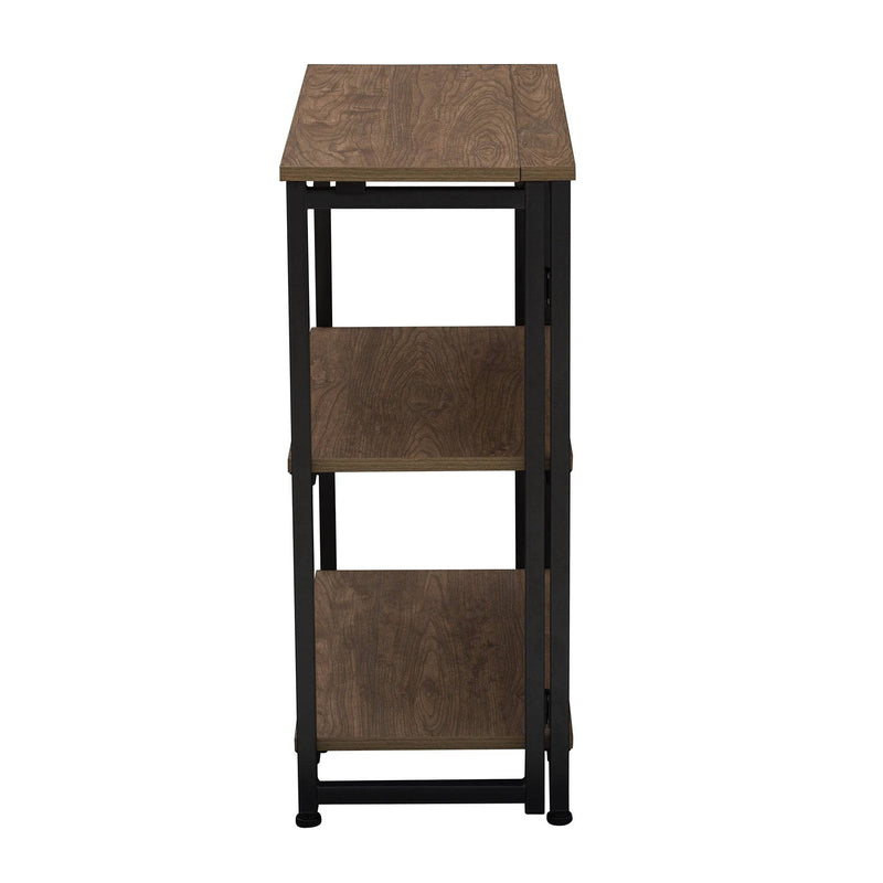 24" No Assembly Required Home Office Steel Frame Folding Bookcase with 3 Tier Shelves Flower Stand