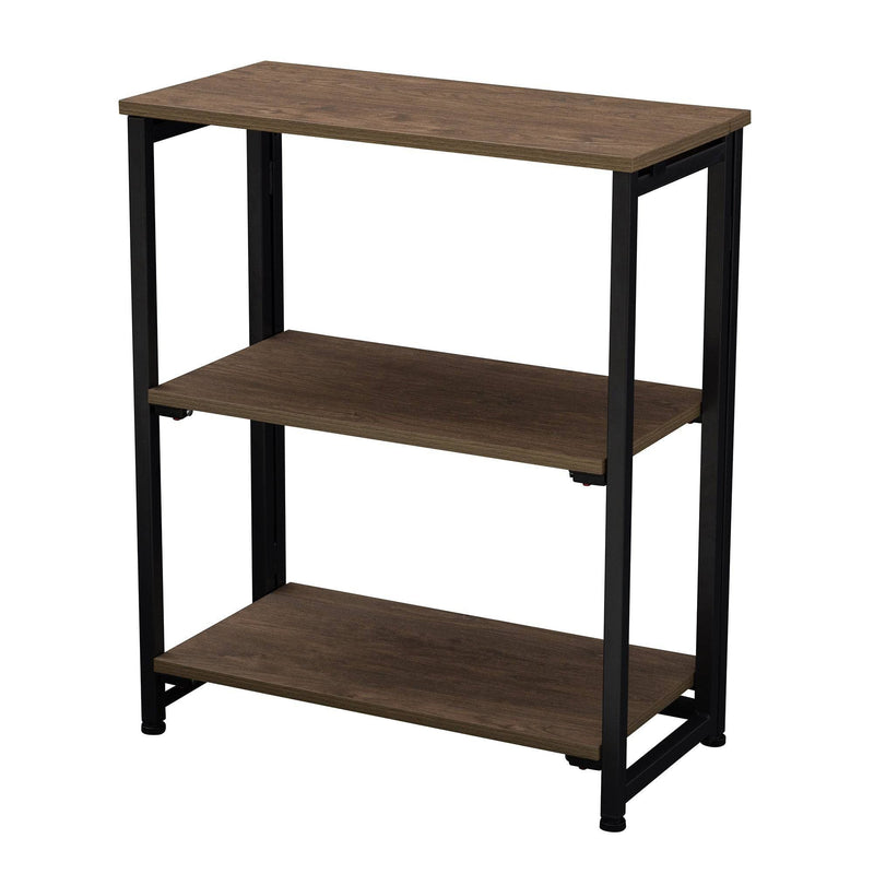 24" No Assembly Required Home Office Steel Frame Folding Bookcase with 3 Tier Shelves Flower Stand