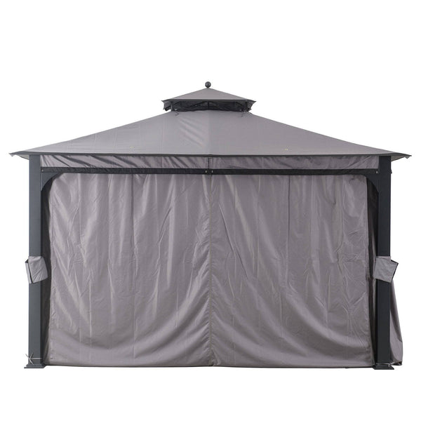 Sunjoy Dark Gray+Black Replacement Curtain For Soft Top Gazebo (10X12 Ft) L-GZ1140PST-G Sold At Lowe's.