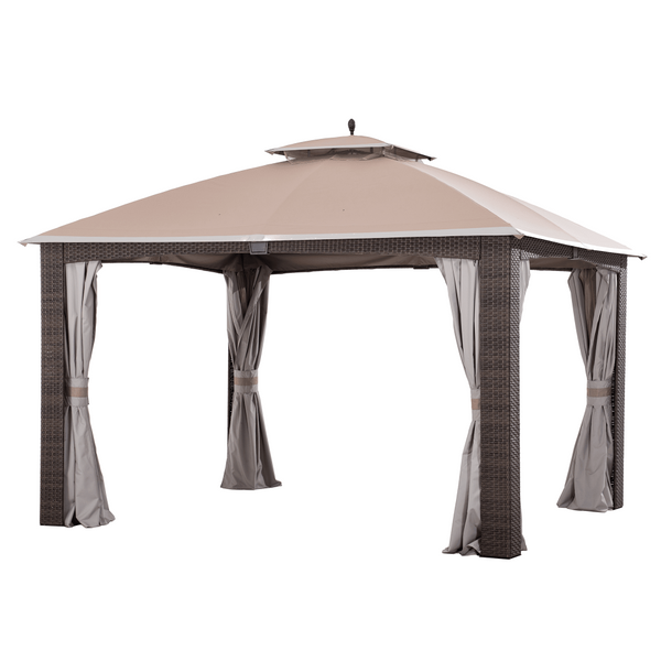 Sunjoy Khaki Replacement Canopy For Augusta Wicker Gazebo (10X12 Ft) L-GZ1190PST Sold At Big Lots.