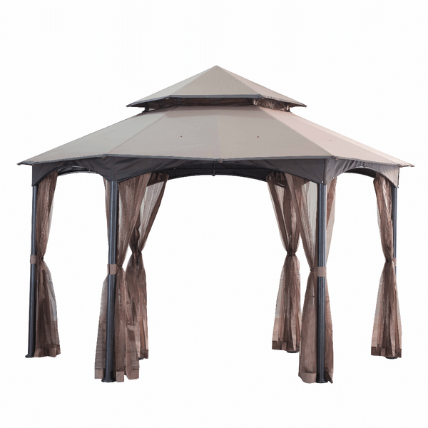 Sunjoy Khaki Replacement Canopy For South Bay Hexagon Gazebo (14X14 Ft) L-GZ793PST-A Sold At Big Lots.