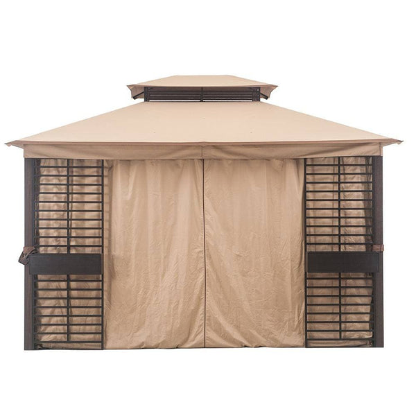 Sunjoy Tan+Brown Replacement Curtain For Gt Soft Top W/ Flwr Boxes Gazebo (11x13 FT) L-GZ882PST-D Sold At Lowe's.