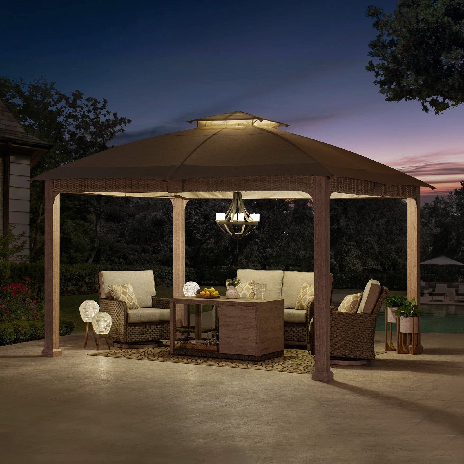 Sunjoy 11x13 Aluminum Posts Soft Top Gazebo with 5-year Fade-resistant ...