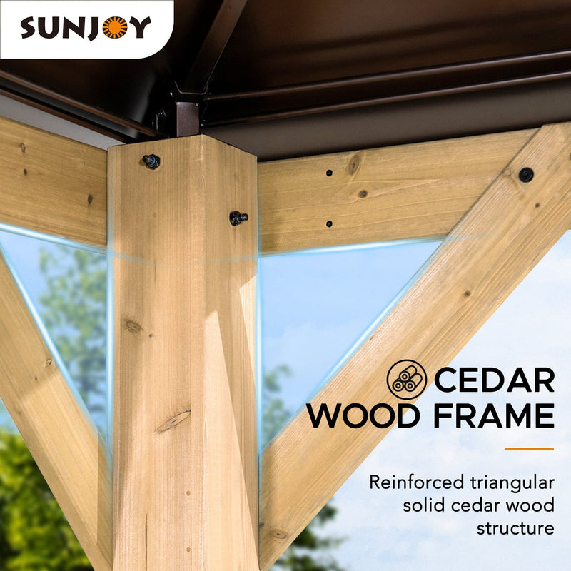 Sunjoy Wooden Hardtop Gazebo for Sale 13x15 for Outdoor Backyard Patio