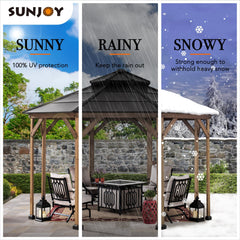 Sunjoy Octagon Wooden Hardtop Gazebo for Sale 13x13 for Outdoor Backyard Patio.