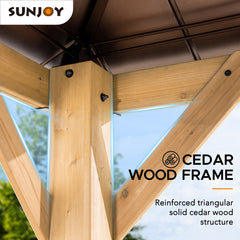 Sunjoy Wooden Hardtop Gazebo for Sale 10x10 for Outdoor Backyard Patio.
